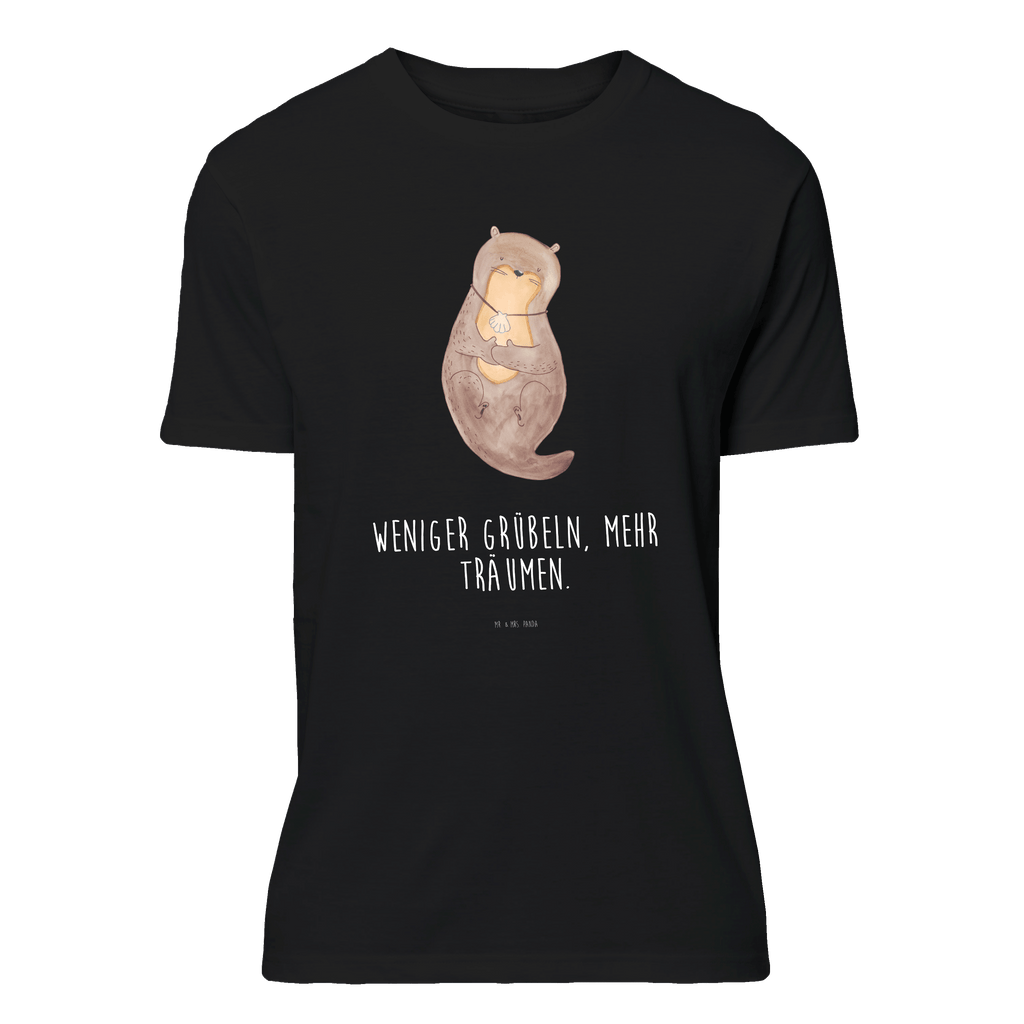 T-Shirt Standard Otter mit Muschelmedaillon T-Shirt, Shirt, Tshirt, Lustiges T-Shirt, T-Shirt mit Spruch, Party, Junggesellenabschied, Jubiläum, Geburstag, Herrn, Damen, Männer, Frauen, Schlafshirt, Nachthemd, Sprüche, Otter, Fischotter, Seeotter, Otterliebe, grübeln, träumen, Motivation, Tagträumen, Büro