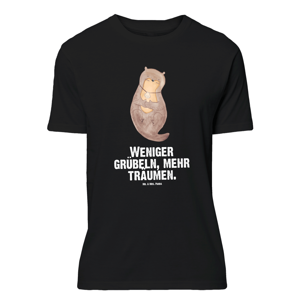 T-Shirt Standard Otter mit Muschelmedaillon T-Shirt, Shirt, Tshirt, Lustiges T-Shirt, T-Shirt mit Spruch, Party, Junggesellenabschied, Jubiläum, Geburstag, Herrn, Damen, Männer, Frauen, Schlafshirt, Nachthemd, Sprüche, Otter, Fischotter, Seeotter, Otterliebe, grübeln, träumen, Motivation, Tagträumen, Büro