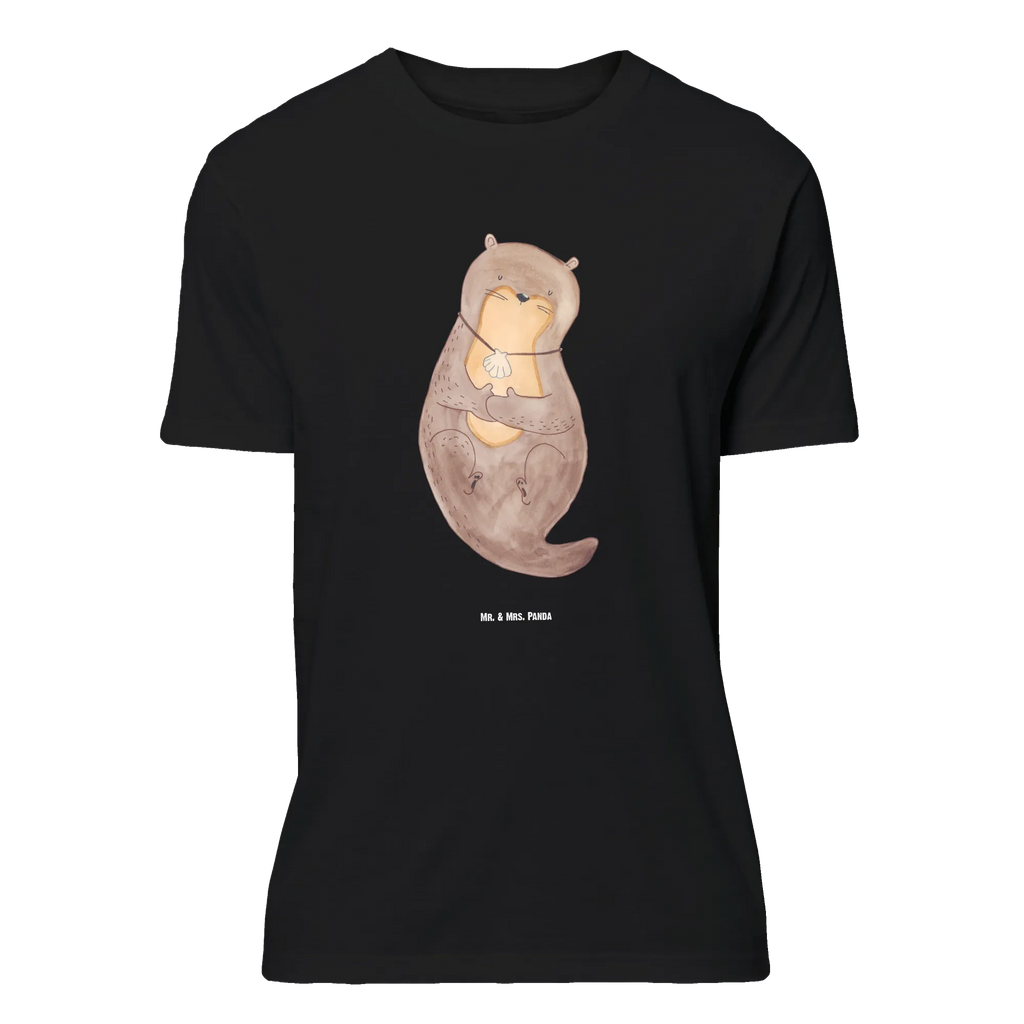 T-Shirt Standard Otter mit Muschelmedaillon T-Shirt, Shirt, Tshirt, Lustiges T-Shirt, T-Shirt mit Spruch, Party, Junggesellenabschied, Jubiläum, Geburstag, Herrn, Damen, Männer, Frauen, Schlafshirt, Nachthemd, Sprüche, Otter, Fischotter, Seeotter, Otterliebe, grübeln, träumen, Motivation, Tagträumen, Büro