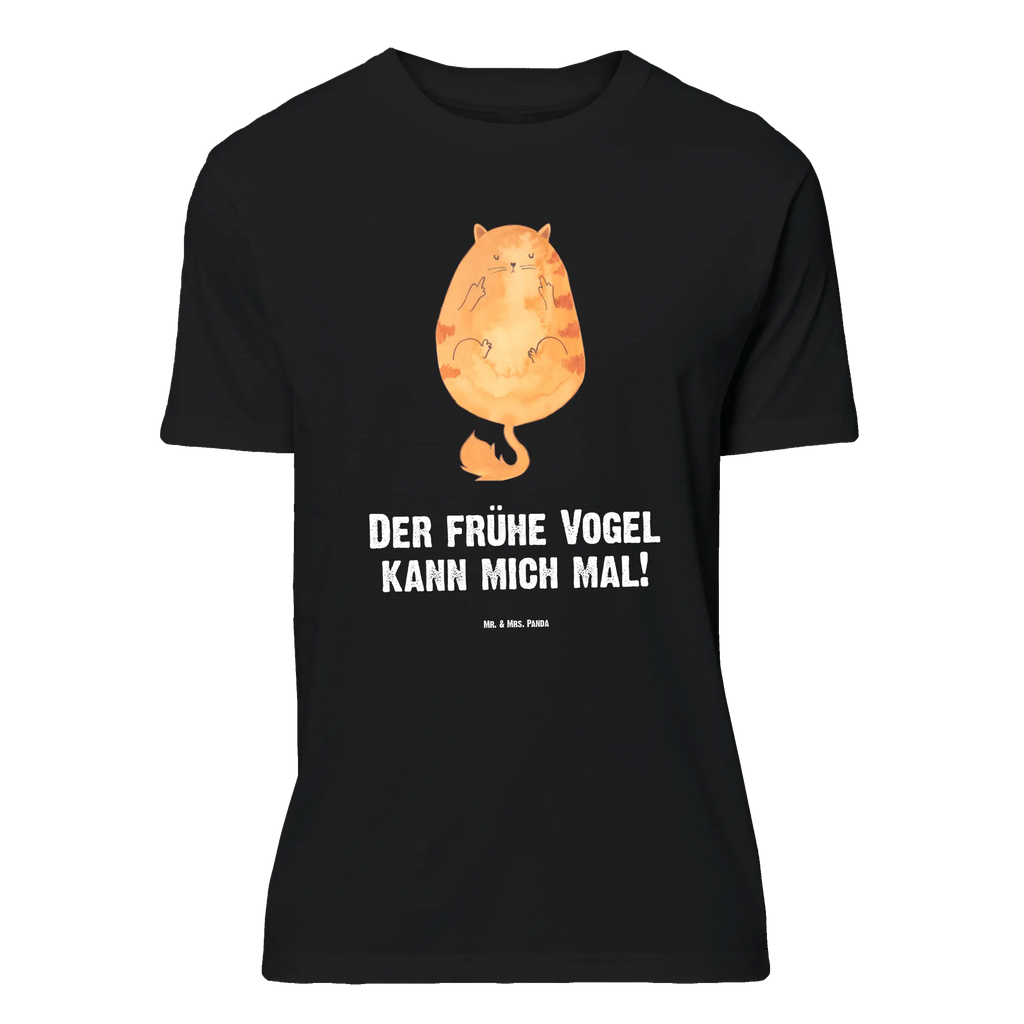 T-Shirt Standard Katze Frühaufsteher T-Shirt, Shirt, Tshirt, Lustiges T-Shirt, T-Shirt mit Spruch, Party, Junggesellenabschied, Jubiläum, Geburstag, Herrn, Damen, Männer, Frauen, Schlafshirt, Nachthemd, Sprüche, Katze, Katzenmotiv, Katzenfan, Katzendeko, Katzenfreund, Katzenliebhaber, Katzenprodukte, Katzenartikel, Katzenaccessoires, Katzensouvenirs, Katzenliebhaberprodukte, Katzenmotive, Der frühe Vogel kann mich mal, Morgenmuffel, Frühaufsteher, Kaffee, Katzen, Kater, Mietze