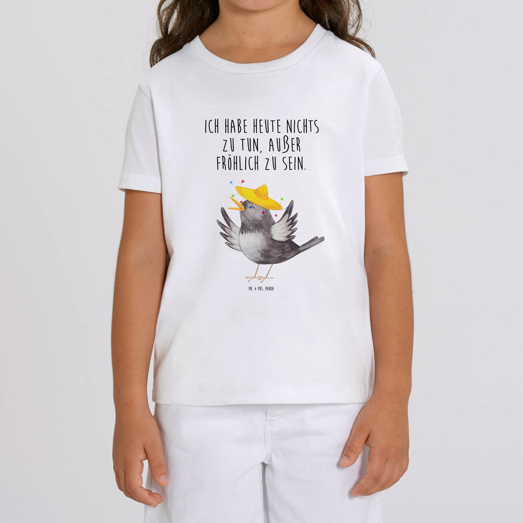 Organic Kinder T-Shirt Rabe Sombrero Kinder T-Shirt, Kinder T-Shirt Mädchen, Kinder T-Shirt Jungen, Tiermotive, Gute Laune, lustige Sprüche, Tiere, Rabe, Vogel, Vögel, Spruch positiv, fröhlich sein, glücklich sein, Glück Spruch, froh, Elster, Motivation