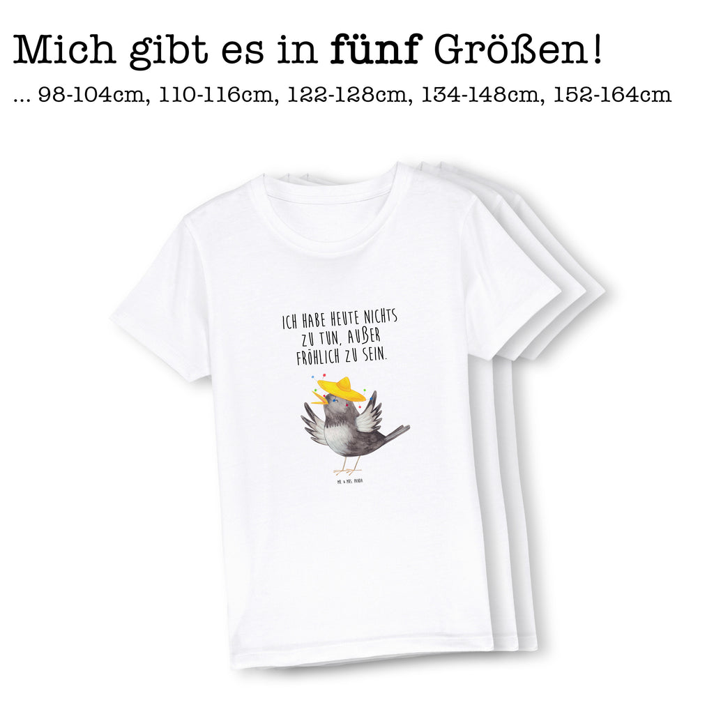 Organic Kinder T-Shirt Rabe Sombrero Kinder T-Shirt, Kinder T-Shirt Mädchen, Kinder T-Shirt Jungen, Tiermotive, Gute Laune, lustige Sprüche, Tiere, Rabe, Vogel, Vögel, Spruch positiv, fröhlich sein, glücklich sein, Glück Spruch, froh, Elster, Motivation