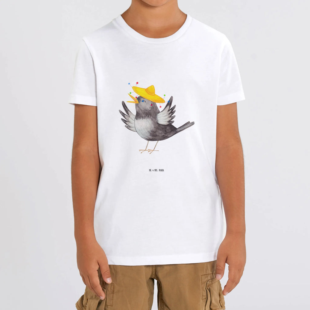 Organic Kinder T-Shirt Rabe Sombrero Kinder T-Shirt, Kinder T-Shirt Mädchen, Kinder T-Shirt Jungen, Tiermotive, Gute Laune, lustige Sprüche, Tiere, Rabe, Vogel, Vögel, Spruch positiv, fröhlich sein, glücklich sein, Glück Spruch, froh, Elster, Motivation