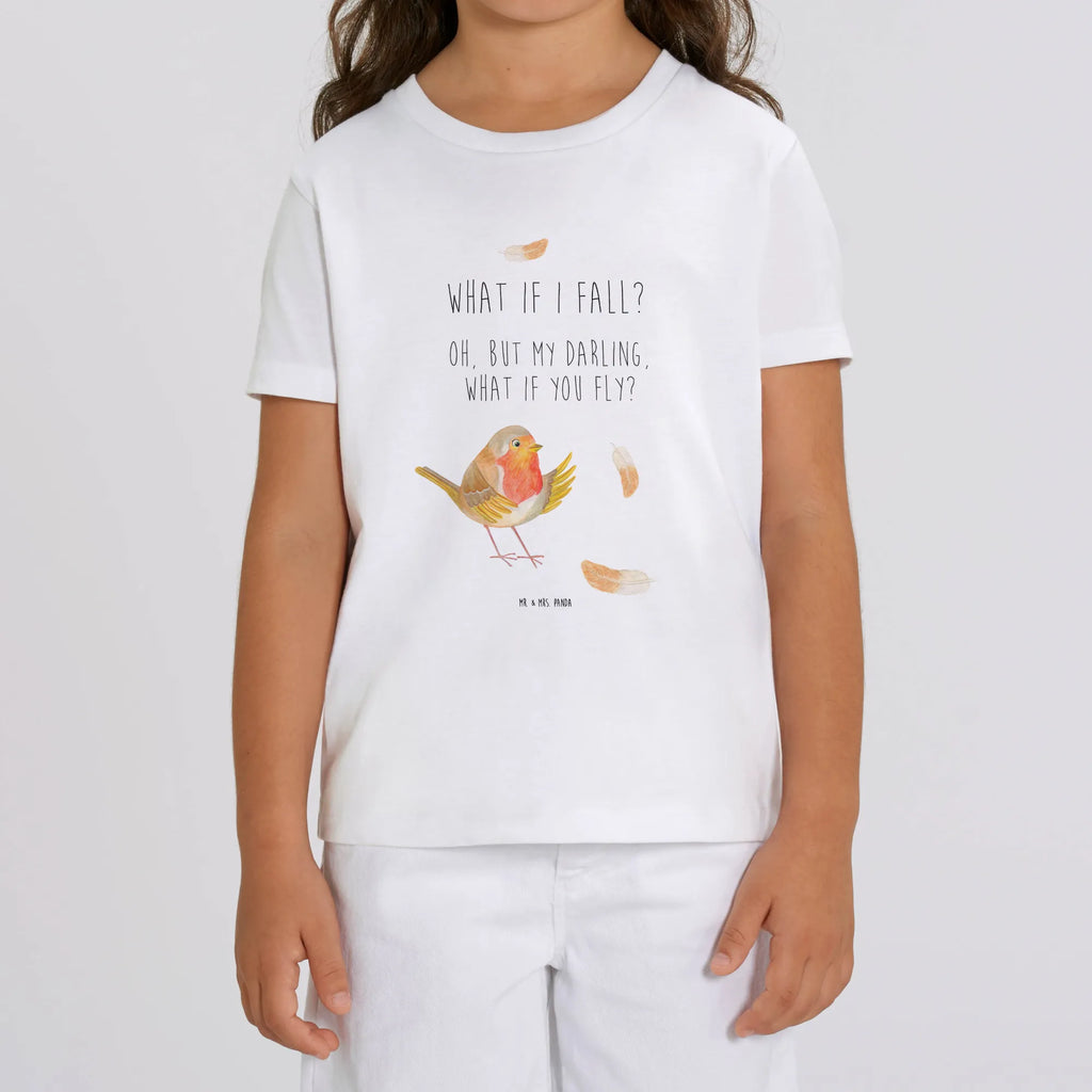 Organic Kinder T-Shirt Rotkehlchen Federn Kinder T-Shirt, Kinder T-Shirt Mädchen, Kinder T-Shirt Jungen, Tiermotive, Gute Laune, lustige Sprüche, Tiere, What if i fall, Rotkehlchen, Spruch Motivation, Spruch Mut, Vogel, Motivation Sprüche, Motivationsbilder, fliegen