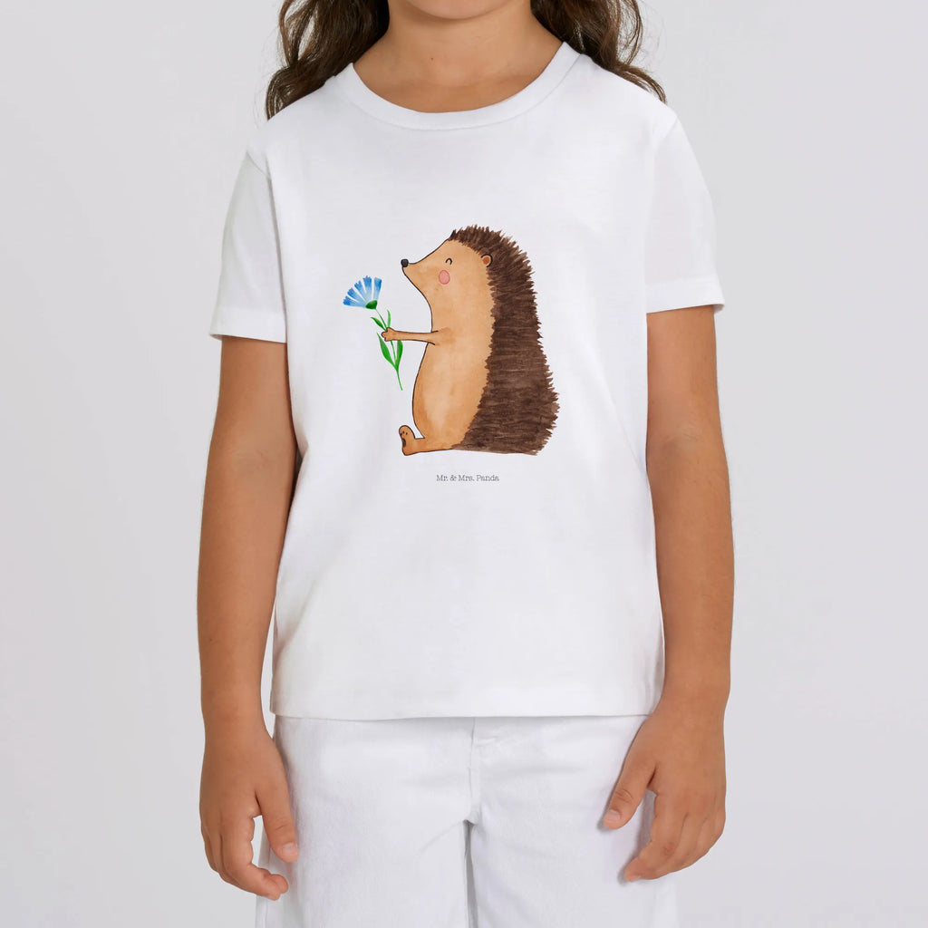 Organic Kinder T-Shirt Igel Blumen Kinder T-Shirt, Kinder T-Shirt Mädchen, Kinder T-Shirt Jungen, Tiermotive, Gute Laune, lustige Sprüche, Tiere, Igel, Gute Besserung, Genesungswünsche, Krankheit, Krankenhaus, krank, Besuch