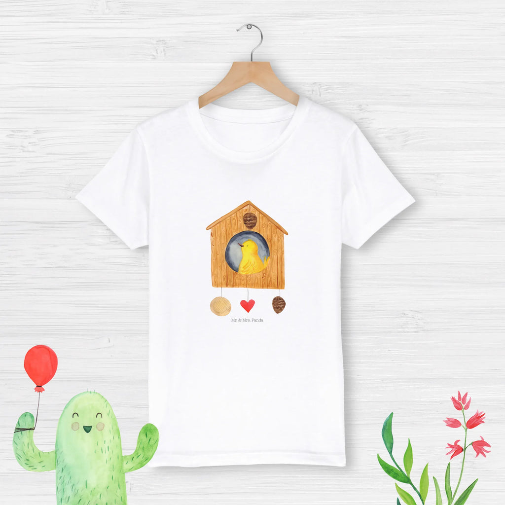 Organic Kinder T-Shirt Vogelhaus Home Kinder T-Shirt, Kinder T-Shirt Mädchen, Kinder T-Shirt Jungen, Tiermotive, Gute Laune, lustige Sprüche, Tiere, Vogelhaus, Vogel, Home sweet Home, Einzug, Umzug, Geschenk, Einzugsgeschenk, Hausbau, Haus