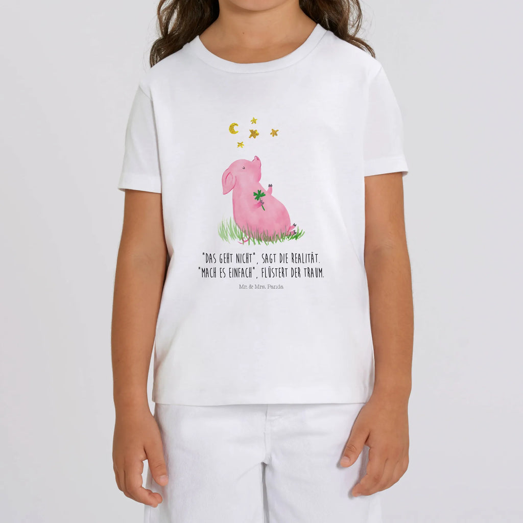 Organic Kinder T-Shirt Schwein Glück Kinder T-Shirt, Kinder T-Shirt Mädchen, Kinder T-Shirt Jungen, Tiermotive, Gute Laune, lustige Sprüche, Tiere, Glücksschwein. Glück, Schwein, Schweinchen, Sterne, Sernchen, Ziele, Träume, Motivation, Glücksbringer