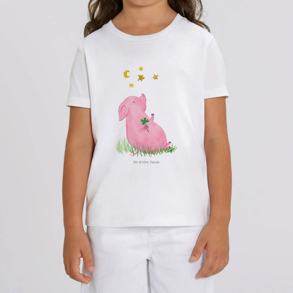 Organic Kinder T-Shirt Schwein Glück Kinder T-Shirt, Kinder T-Shirt Mädchen, Kinder T-Shirt Jungen, Tiermotive, Gute Laune, lustige Sprüche, Tiere, Glücksschwein. Glück, Schwein, Schweinchen, Sterne, Sernchen, Ziele, Träume, Motivation, Glücksbringer