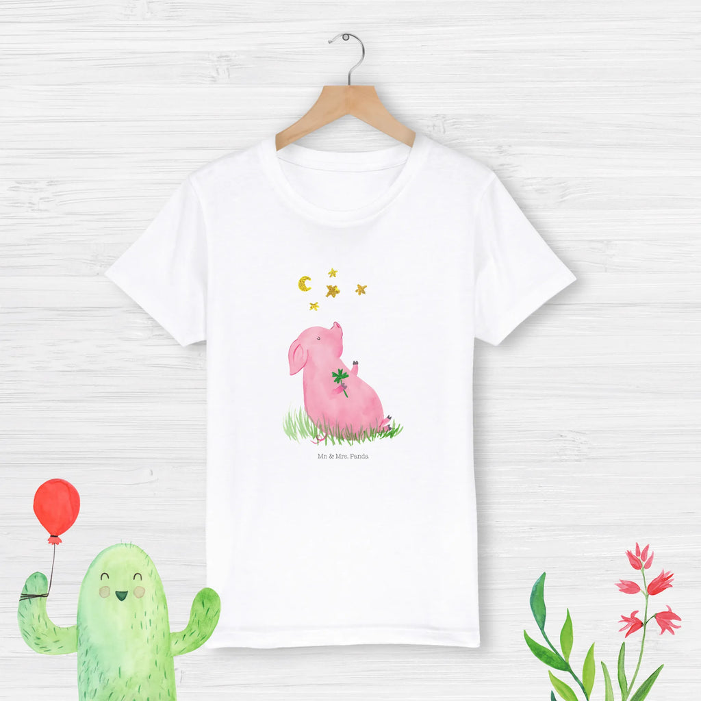 Organic Kinder T-Shirt Schwein Glück Kinder T-Shirt, Kinder T-Shirt Mädchen, Kinder T-Shirt Jungen, Tiermotive, Gute Laune, lustige Sprüche, Tiere, Glücksschwein. Glück, Schwein, Schweinchen, Sterne, Sernchen, Ziele, Träume, Motivation, Glücksbringer