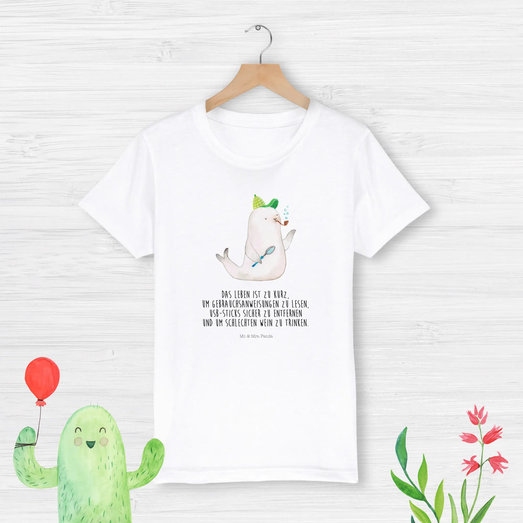 Organic Kinder T-Shirt Robbe Sherlock Kinder T-Shirt, Kinder T-Shirt Mädchen, Kinder T-Shirt Jungen, Tiermotive, Gute Laune, lustige Sprüche, Tiere