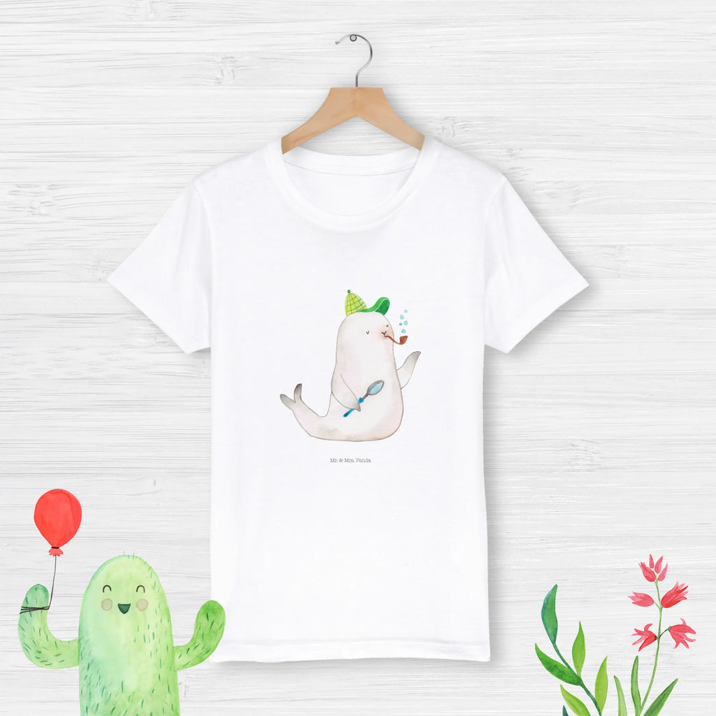 Organic Kinder T-Shirt Robbe Sherlock Kinder T-Shirt, Kinder T-Shirt Mädchen, Kinder T-Shirt Jungen, Tiermotive, Gute Laune, lustige Sprüche, Tiere