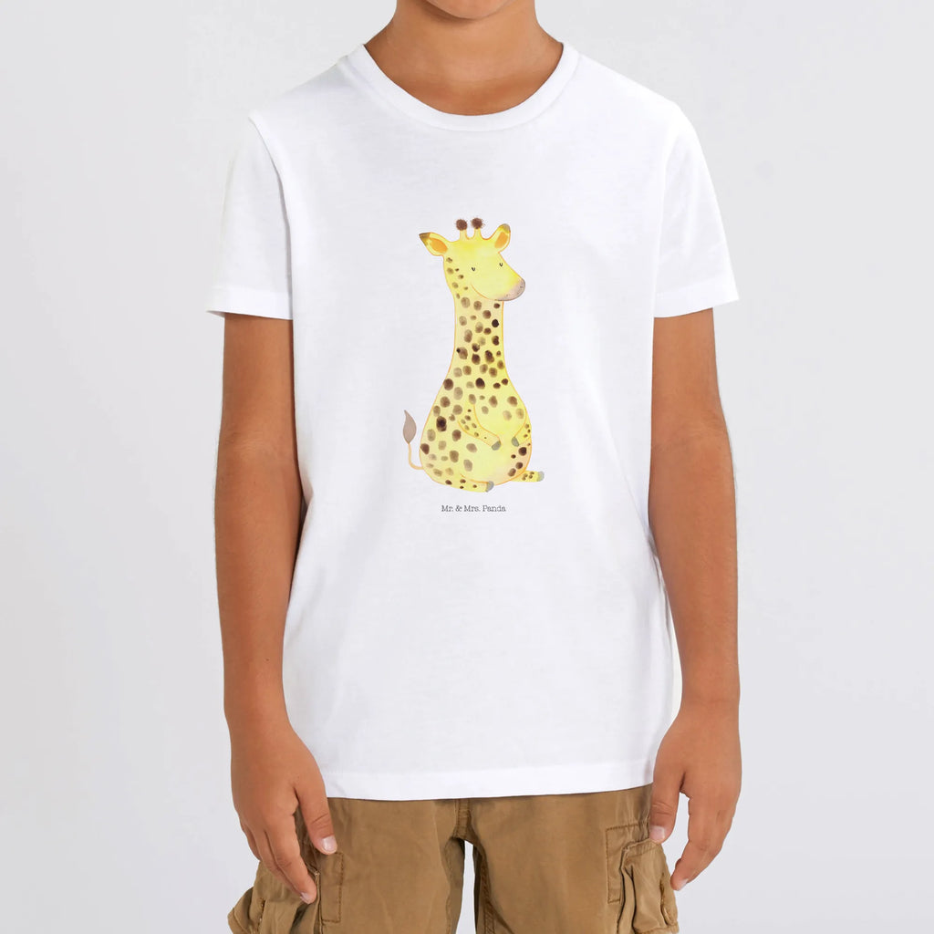 Organic Kinder T-Shirt Giraffe Zufrieden Kinder T-Shirt, Kinder T-Shirt Mädchen, Kinder T-Shirt Jungen, Afrika, Wildtiere, Giraffe, Zufrieden, Glück, Abenteuer