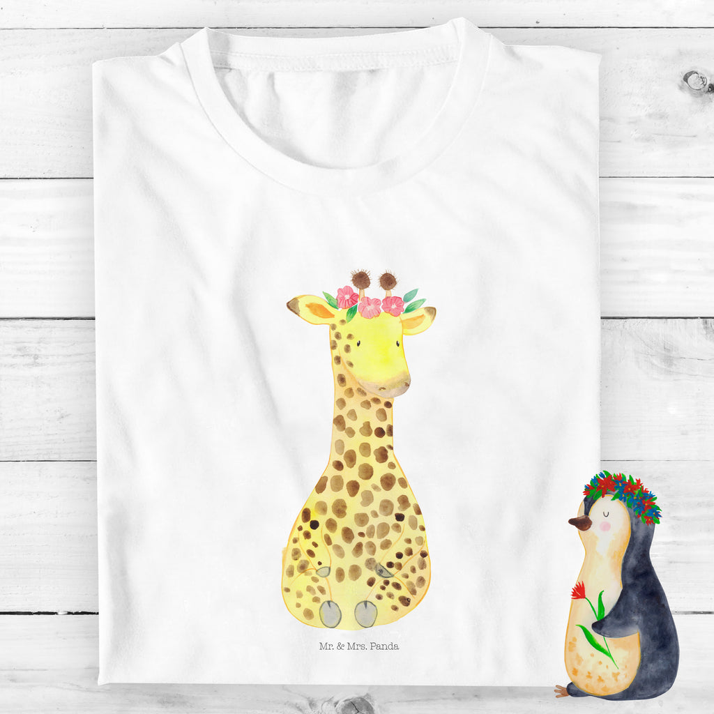 Organic Kinder T-Shirt Giraffe Blumenkranz Kinder T-Shirt, Kinder T-Shirt Mädchen, Kinder T-Shirt Jungen, Afrika, Wildtiere, Giraffe, Blumenkranz, Abenteurer, Selbstliebe, Freundin