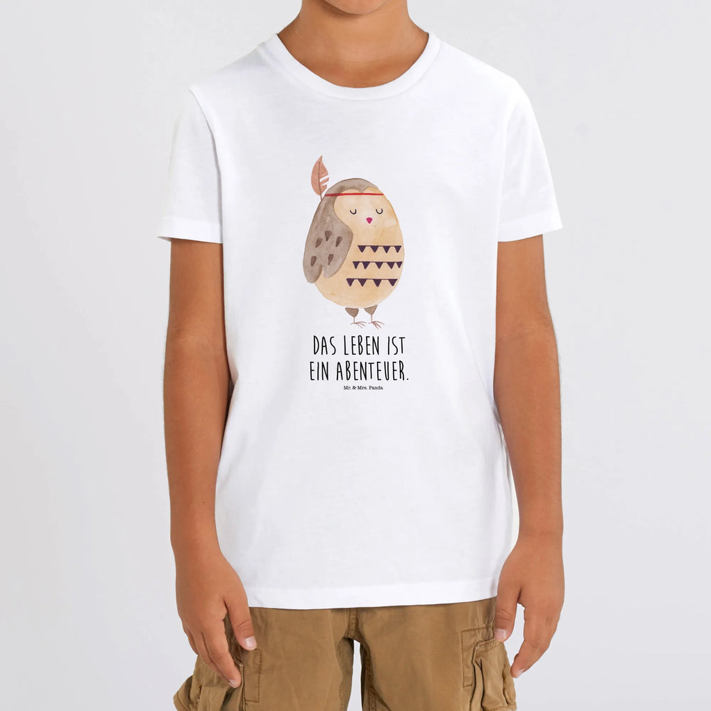 Organic Kinder T-Shirt Eule Federschmuck Kinder T-Shirt, Kinder T-Shirt Mädchen, Kinder T-Shirt Jungen, Eule, Eule Deko, Owl, Das Leben ist ein Abenteuer, Reisespruch, Federschmuck, Dekoration