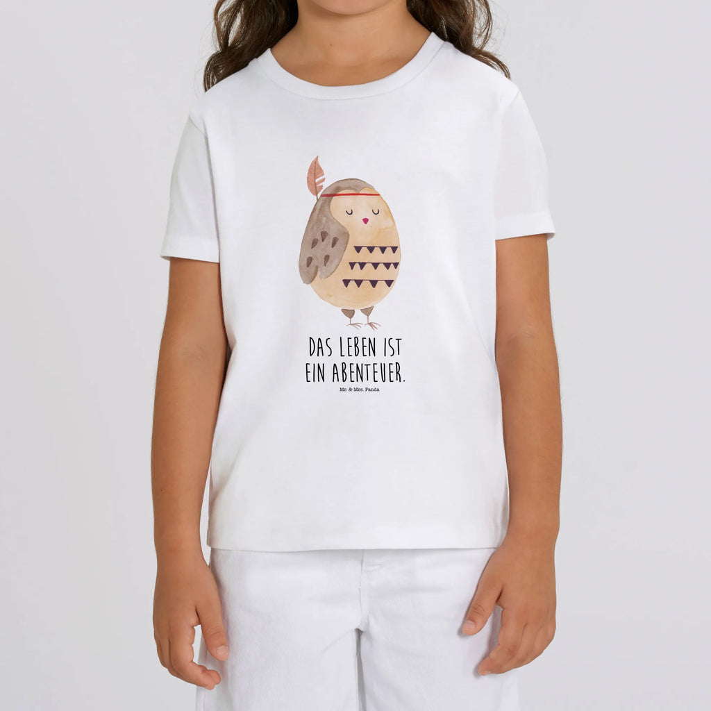 Organic Kinder T-Shirt Eule Federschmuck Kinder T-Shirt, Kinder T-Shirt Mädchen, Kinder T-Shirt Jungen, Eule, Eule Deko, Owl, Das Leben ist ein Abenteuer, Reisespruch, Federschmuck, Dekoration