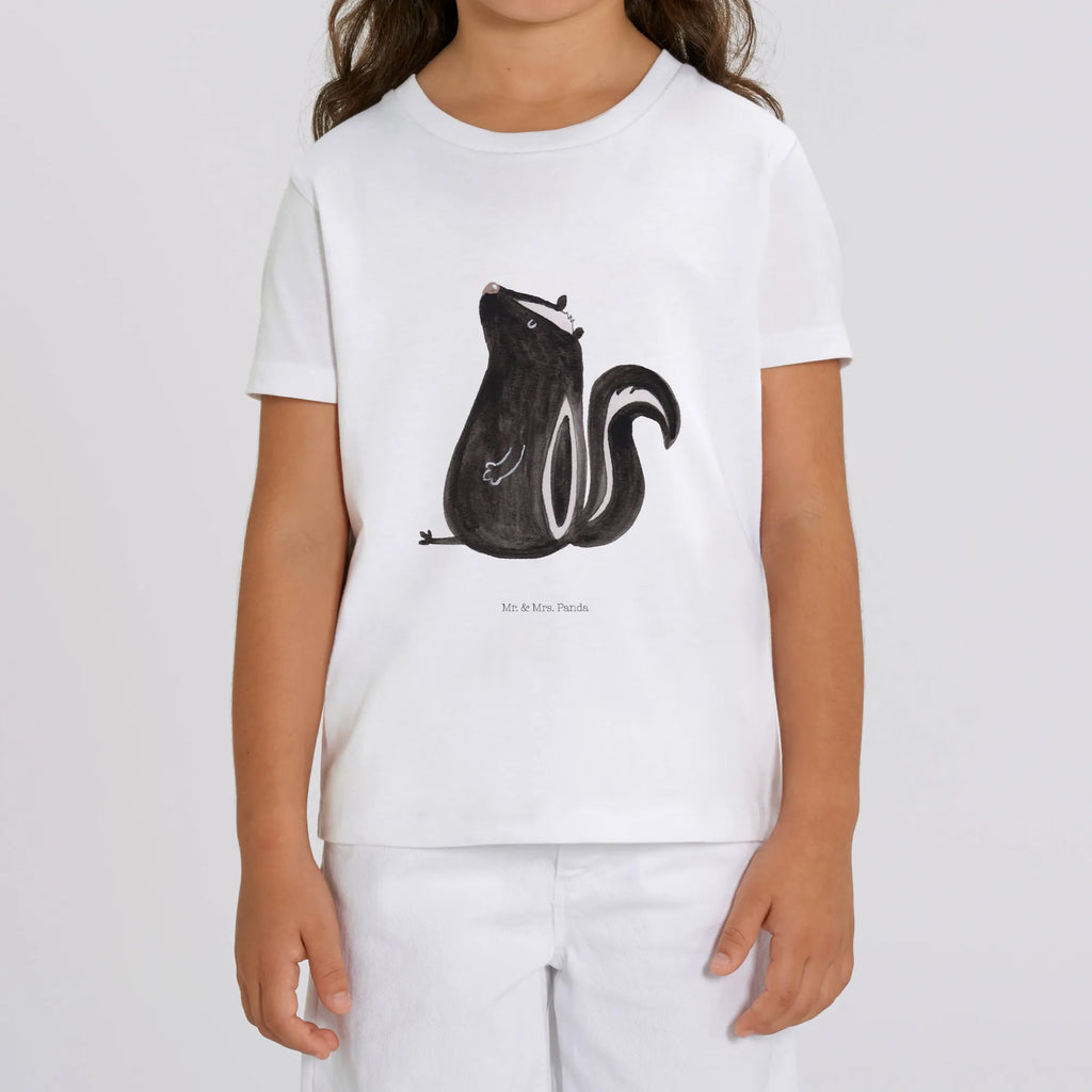 Organic Kinder T-Shirt Stinktier Sitzen Kinder T-Shirt, Kinder T-Shirt Mädchen, Kinder T-Shirt Jungen, Stinktier, Skunk, Wildtier, Raubtier, Stinker, Stinki, Spruch, Büro, Recht, Besserwisser