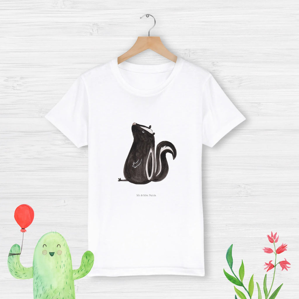 Organic Kinder T-Shirt Stinktier Sitzen Kinder T-Shirt, Kinder T-Shirt Mädchen, Kinder T-Shirt Jungen, Stinktier, Skunk, Wildtier, Raubtier, Stinker, Stinki, Spruch, Büro, Recht, Besserwisser