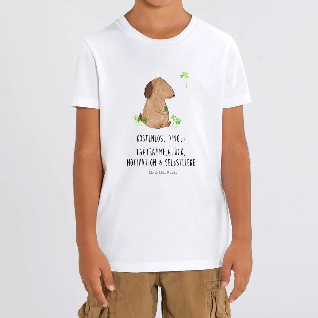 Organic Kinder T-Shirt Hund Kleeblatt Kinder T-Shirt, Kinder T-Shirt Mädchen, Kinder T-Shirt Jungen, Hund, Hundemotiv, Haustier, Hunderasse, Tierliebhaber, Hundebesitzer, Sprüche, Kleeblatt, Glück, Tagträume, Motivation, Neuanfang, Geschenk, Glücksbringer, Selbstliebe, Achtsamkeit