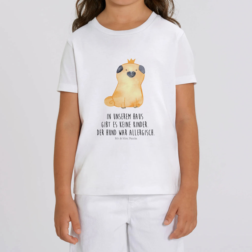 Organic Kinder T-Shirt Mops Krone Kinder T-Shirt, Kinder T-Shirt Mädchen, Kinder T-Shirt Jungen, Hund, Hundemotiv, Haustier, Hunderasse, Tierliebhaber, Hundebesitzer, Sprüche, Mops, allergisch, kinderlos, Hausregel, Hundebesitzer. Spruch, lustig