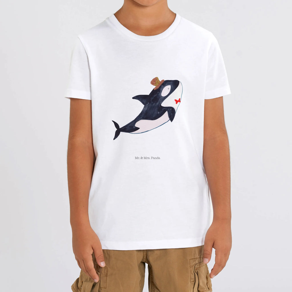 Organic Kinder T-Shirt Orca Zylinder Kinder T-Shirt, Kinder T-Shirt Mädchen, Kinder T-Shirt Jungen, Meerestiere, Meer, Urlaub, Narwal, Glitter, Konfetti, Glitzer, Geburtstag, Feier, Fete, Fest, Glückwunsch, Orca