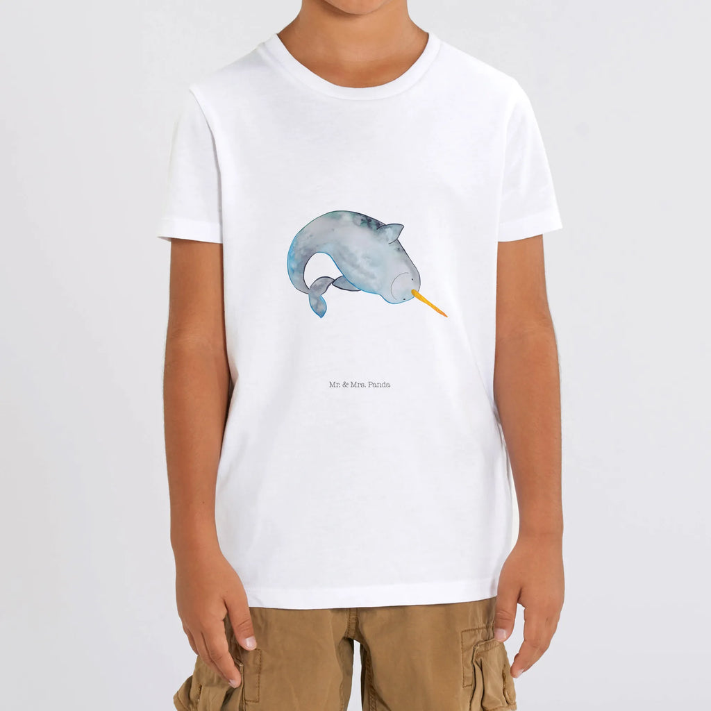 Organic Kinder T-Shirt Narwal Kinder T-Shirt, Kinder T-Shirt Mädchen, Kinder T-Shirt Jungen, Meerestiere, Meer, Urlaub, Narwal, Wal, Putzen, Hausfrau, Junggesellin, aufräumen, Kinderzimmer