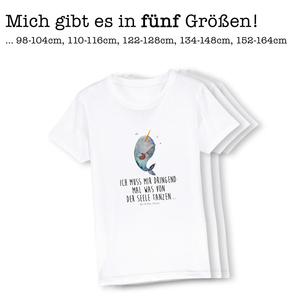 Organic Kinder T-Shirt Narwal Gitarre Kinder T-Shirt, Kinder T-Shirt Mädchen, Kinder T-Shirt Jungen, Meerestiere, Meer, Urlaub, Narwal, Wal, Tanzen, Probleme, Problemlösung, Frust, Gespräche, Gitarre