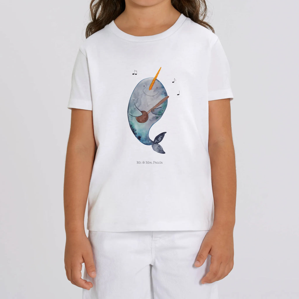 Organic Kinder T-Shirt Narwal Gitarre Kinder T-Shirt, Kinder T-Shirt Mädchen, Kinder T-Shirt Jungen, Meerestiere, Meer, Urlaub, Narwal, Wal, Tanzen, Probleme, Problemlösung, Frust, Gespräche, Gitarre