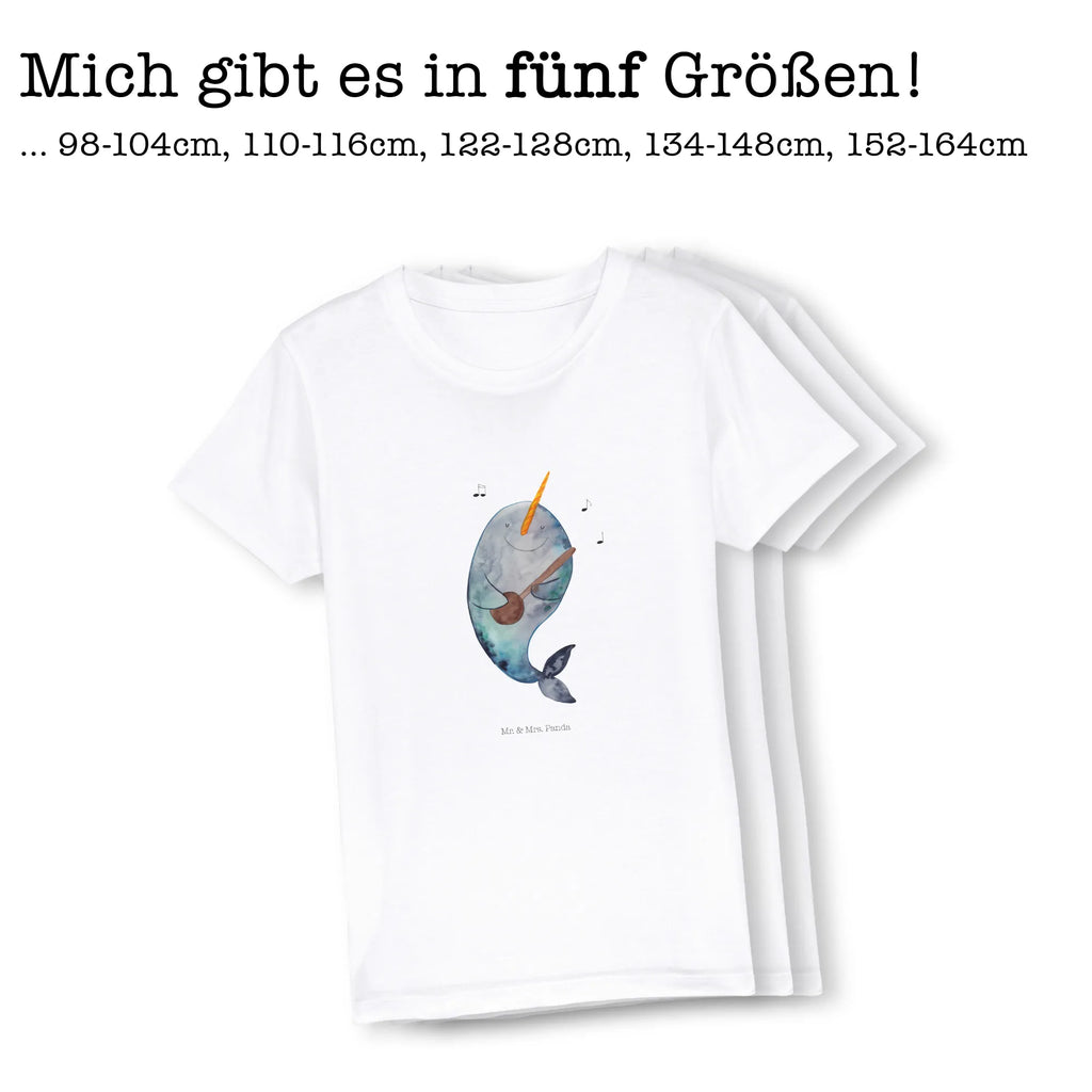 Organic Kinder T-Shirt Narwal Gitarre Kinder T-Shirt, Kinder T-Shirt Mädchen, Kinder T-Shirt Jungen, Meerestiere, Meer, Urlaub, Narwal, Wal, Tanzen, Probleme, Problemlösung, Frust, Gespräche, Gitarre