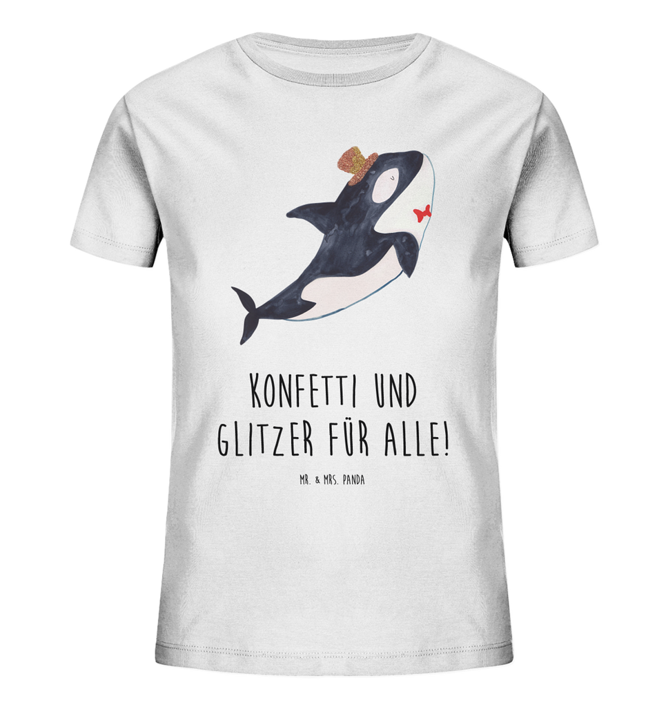 Organic Kinder T-Shirt Orca Zylinder Kinder T-Shirt, Kinder T-Shirt Mädchen, Kinder T-Shirt Jungen, Meerestiere, Meer, Urlaub, Narwal, Glitter, Konfetti, Glitzer, Geburtstag, Feier, Fete, Fest, Glückwunsch, Orca