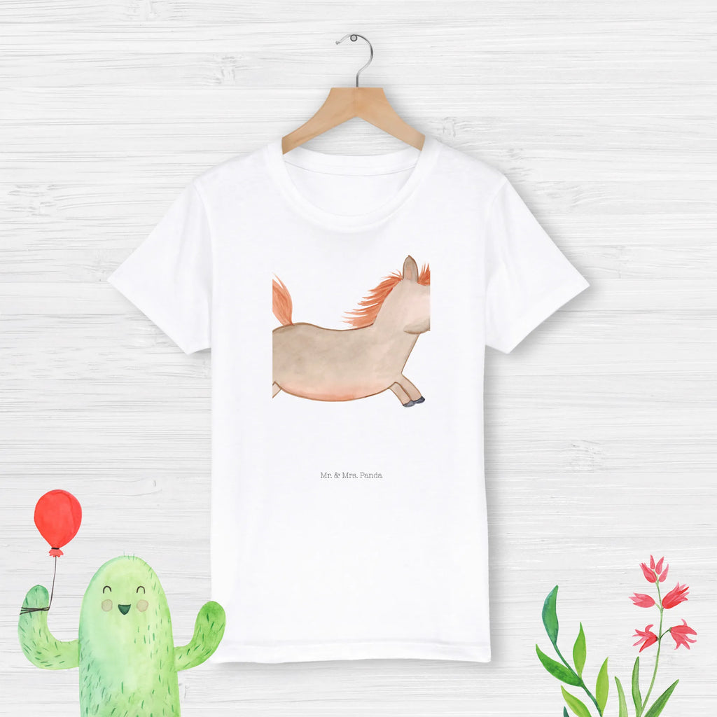 Organic Kinder T-Shirt Pferd springt Kinder T-Shirt, Kinder T-Shirt Mädchen, Kinder T-Shirt Jungen, Bauernhof, Hoftiere, Landwirt, Landwirtin, Pferd, Pony, Pferde, Stall, Pferdestall, ausreiten, reiten, Pferdebesitzer