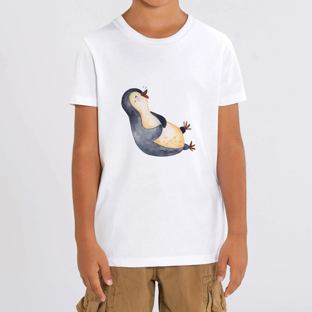 Organic Kinder T-Shirt Pinguin lachend Kinder T-Shirt, Kinder T-Shirt Mädchen, Kinder T-Shirt Jungen, Pinguin, Pinguine, lustiger Spruch, Optimismus, Fröhlich, Lachen, Humor, Fröhlichkeit