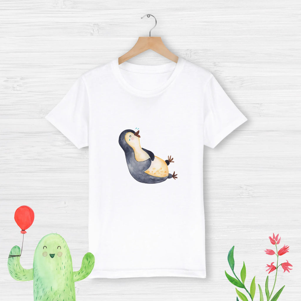 Organic Kinder T-Shirt Pinguin lachend Kinder T-Shirt, Kinder T-Shirt Mädchen, Kinder T-Shirt Jungen, Pinguin, Pinguine, lustiger Spruch, Optimismus, Fröhlich, Lachen, Humor, Fröhlichkeit