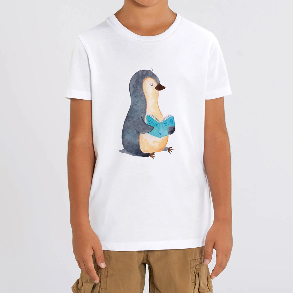 Organic Kinder T-Shirt Pinguin Buch Kinder T-Shirt, Kinder T-Shirt Mädchen, Kinder T-Shirt Jungen, Pinguin, Pinguine, Buch, Lesen, Bücherwurm, Nichtstun, Faulenzen, Ferien, Urlaub, Freizeit