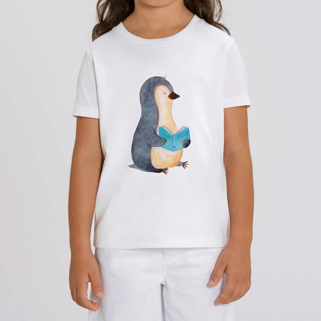 Organic Kinder T-Shirt Pinguin Buch Kinder T-Shirt, Kinder T-Shirt Mädchen, Kinder T-Shirt Jungen, Pinguin, Pinguine, Buch, Lesen, Bücherwurm, Nichtstun, Faulenzen, Ferien, Urlaub, Freizeit