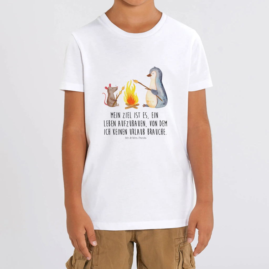 Organic Kinder T-Shirt Pinguin Lagerfeuer Kinder T-Shirt, Kinder T-Shirt Mädchen, Kinder T-Shirt Jungen, Pinguin, Maus, Pinguine, Lagerfeuer, Leben, Arbeit, Job, Motivation, Büro, Büroalltag, Lebensspruch, Lebensmotivation, Neustart, Liebe, grillen, Feuer, Marshmallows