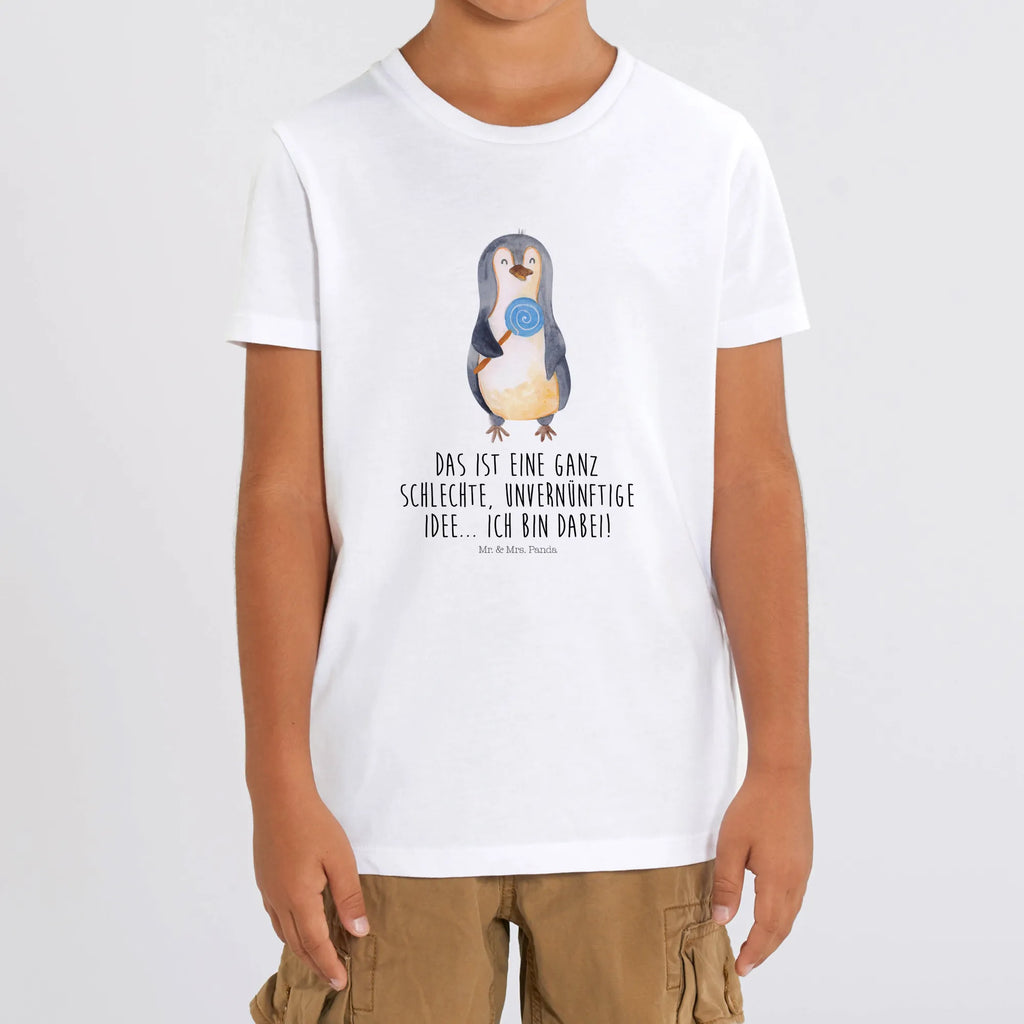 Organic Kinder T-Shirt Pinguin Lolli Kinder T-Shirt, Kinder T-Shirt Mädchen, Kinder T-Shirt Jungen, Pinguin, Pinguine, Lolli, Süßigkeiten, Blödsinn, Spruch, Rebell, Gauner, Ganove, Rabauke