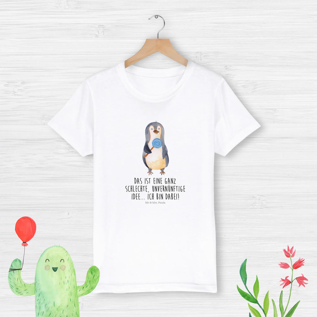 Organic Kinder T-Shirt Pinguin Lolli Kinder T-Shirt, Kinder T-Shirt Mädchen, Kinder T-Shirt Jungen, Pinguin, Pinguine, Lolli, Süßigkeiten, Blödsinn, Spruch, Rebell, Gauner, Ganove, Rabauke