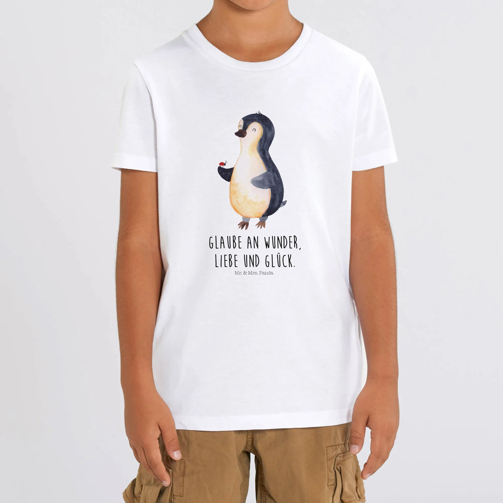 Organic Kids T-Shirt Penguin ladybug Kinder T-Shirt, Kinder T-Shirt Mädchen, Kinder T-Shirt Jungen, Pinguin, Pinguine, Marienkäfer, Liebe, Wunder, Glück, Freude, Lebensfreude