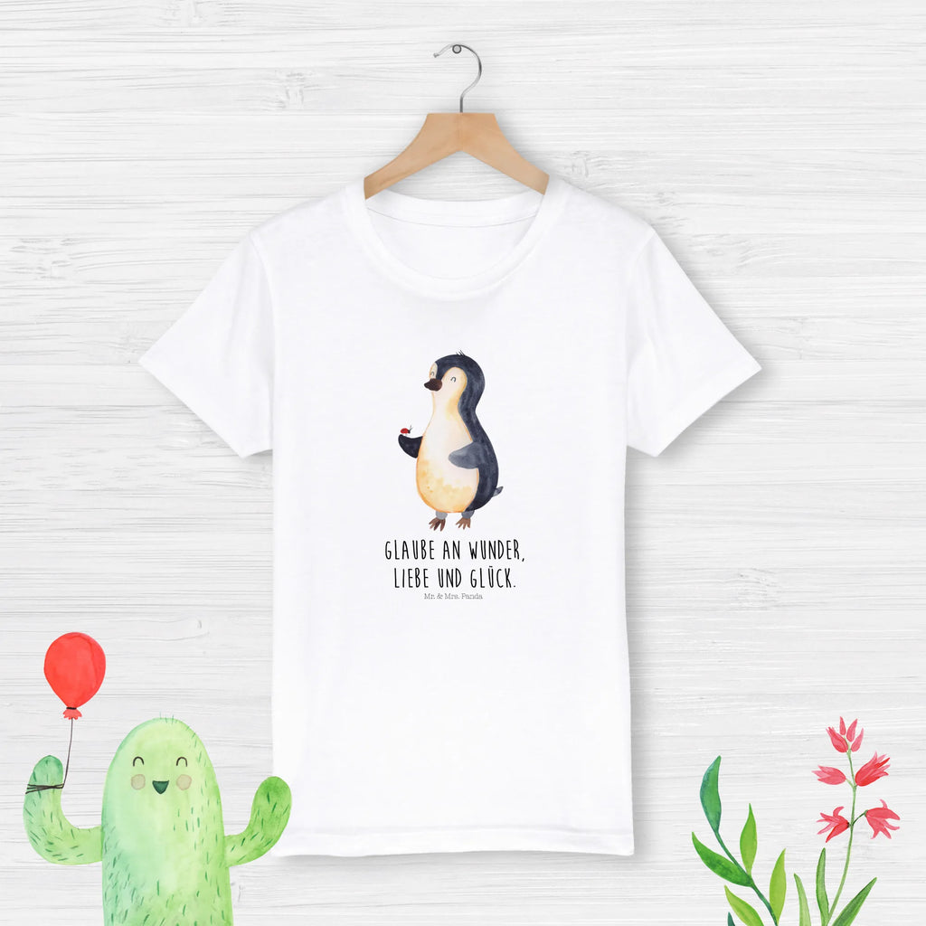 Organic Kids T-Shirt Penguin ladybug Kinder T-Shirt, Kinder T-Shirt Mädchen, Kinder T-Shirt Jungen, Pinguin, Pinguine, Marienkäfer, Liebe, Wunder, Glück, Freude, Lebensfreude