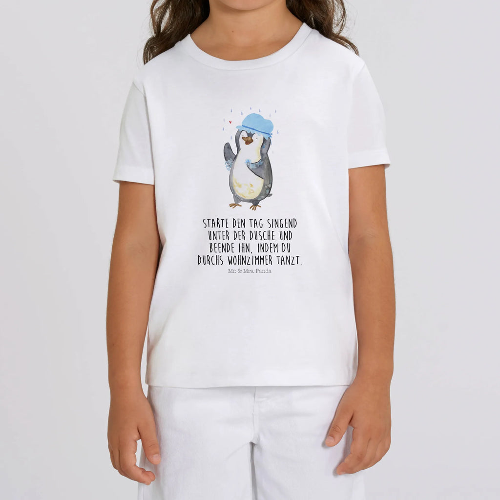 Organic Kids T-Shirt Penguin have a shower Kinder T-Shirt, Kinder T-Shirt Mädchen, Kinder T-Shirt Jungen, Pinguin, Pinguine, Dusche, duschen, Lebensmotto, Motivation, Neustart, Neuanfang, glücklich sein