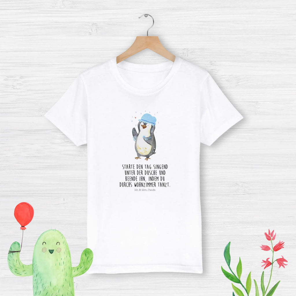 Organic Kids T-Shirt Penguin have a shower Kinder T-Shirt, Kinder T-Shirt Mädchen, Kinder T-Shirt Jungen, Pinguin, Pinguine, Dusche, duschen, Lebensmotto, Motivation, Neustart, Neuanfang, glücklich sein