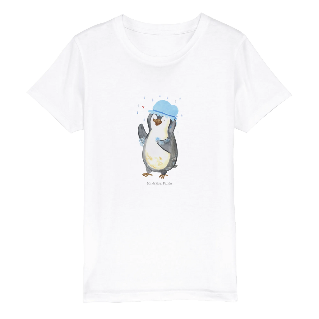 Organic Kinder T-Shirt Pinguin Duschen Kinder T-Shirt, Kinder T-Shirt Mädchen, Kinder T-Shirt Jungen, Pinguin, Pinguine, Dusche, duschen, Lebensmotto, Motivation, Neustart, Neuanfang, glücklich sein