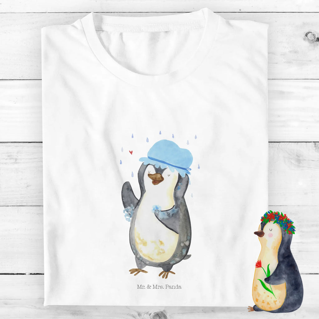 Organic Kinder T-Shirt Pinguin Duschen Kinder T-Shirt, Kinder T-Shirt Mädchen, Kinder T-Shirt Jungen, Pinguin, Pinguine, Dusche, duschen, Lebensmotto, Motivation, Neustart, Neuanfang, glücklich sein