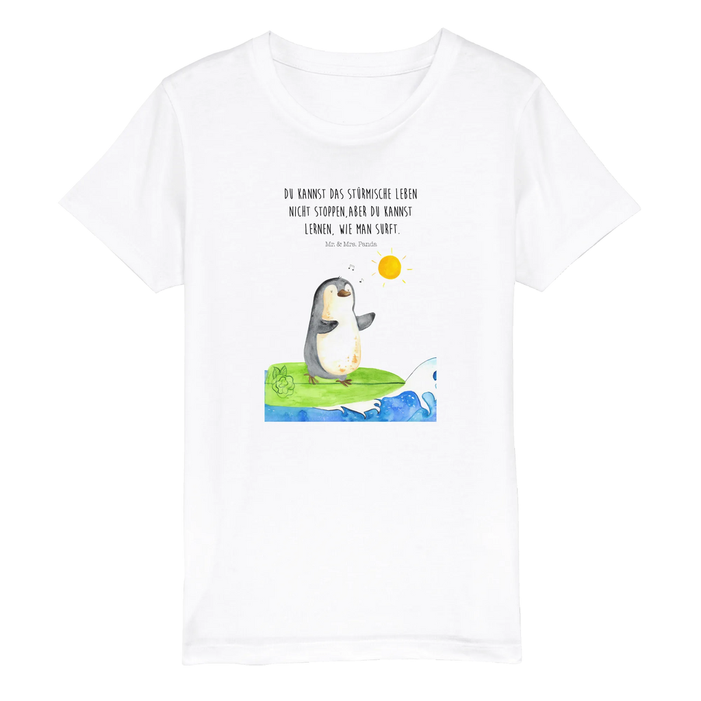 Organic Kinder T-Shirt Pinguin Surfer Kinder T-Shirt, Kinder T-Shirt Mädchen, Kinder T-Shirt Jungen, Pinguin, Pinguine, surfen, Surfer, Hawaii, Urlaub, Wellen, Wellen reiten, Portugal