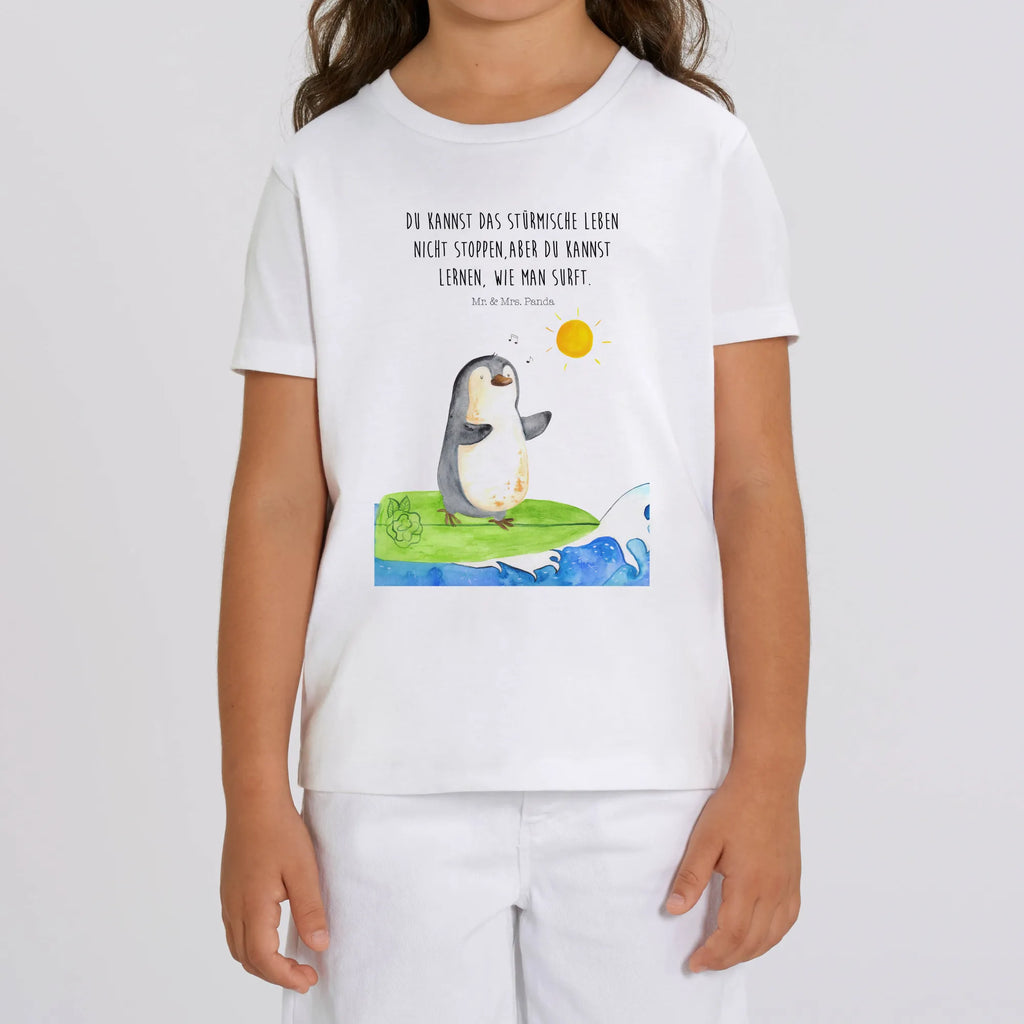 Organic Kinder T-Shirt Pinguin Surfer Kinder T-Shirt, Kinder T-Shirt Mädchen, Kinder T-Shirt Jungen, Pinguin, Pinguine, surfen, Surfer, Hawaii, Urlaub, Wellen, Wellen reiten, Portugal