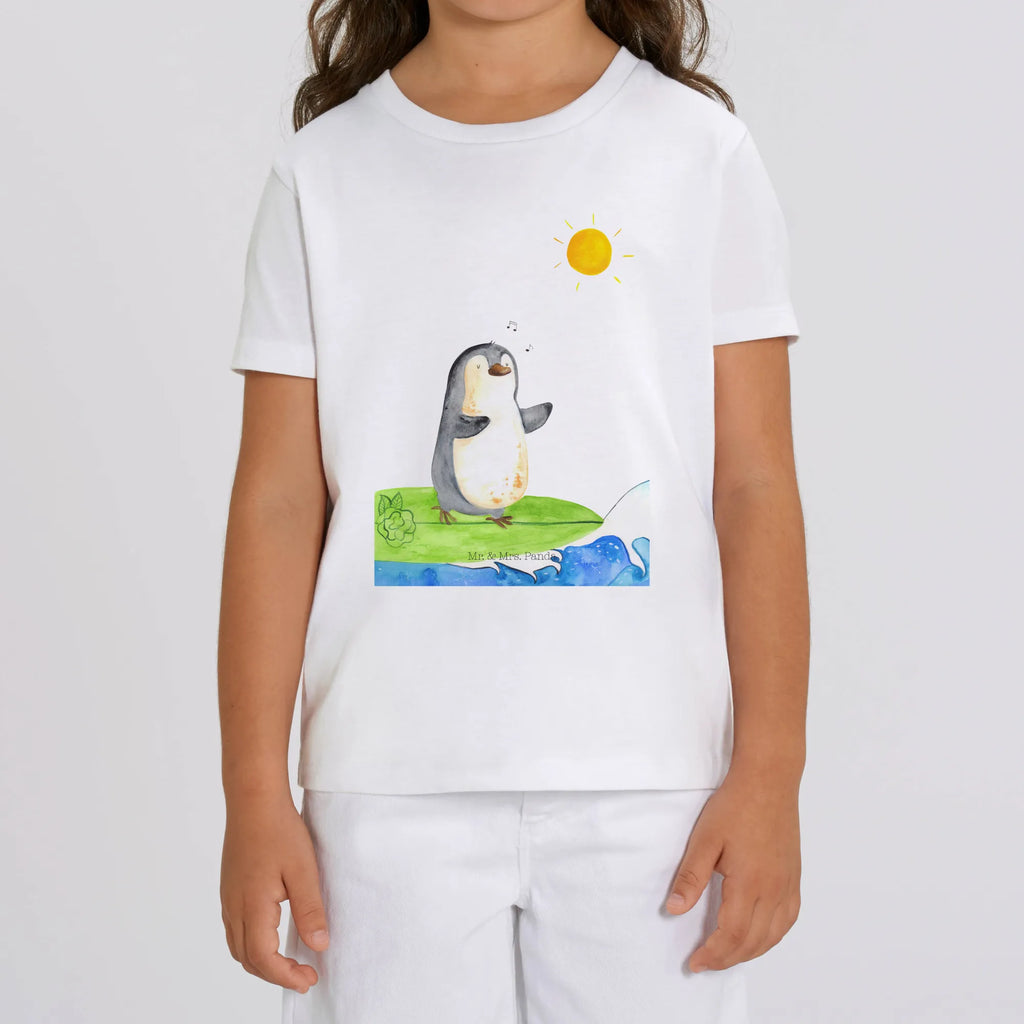 Organic Kinder T-Shirt Pinguin Surfer Kinder T-Shirt, Kinder T-Shirt Mädchen, Kinder T-Shirt Jungen, Pinguin, Pinguine, surfen, Surfer, Hawaii, Urlaub, Wellen, Wellen reiten, Portugal