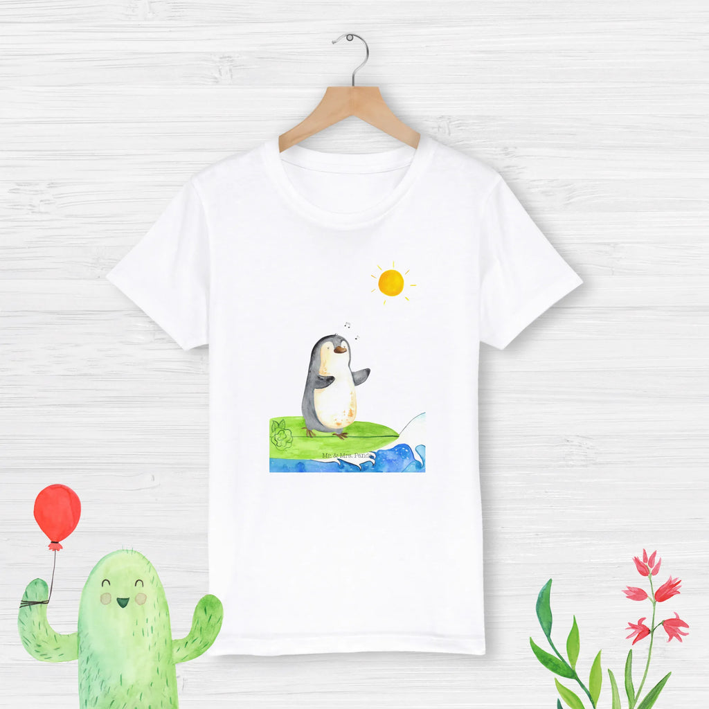 Organic Kinder T-Shirt Pinguin Surfer Kinder T-Shirt, Kinder T-Shirt Mädchen, Kinder T-Shirt Jungen, Pinguin, Pinguine, surfen, Surfer, Hawaii, Urlaub, Wellen, Wellen reiten, Portugal