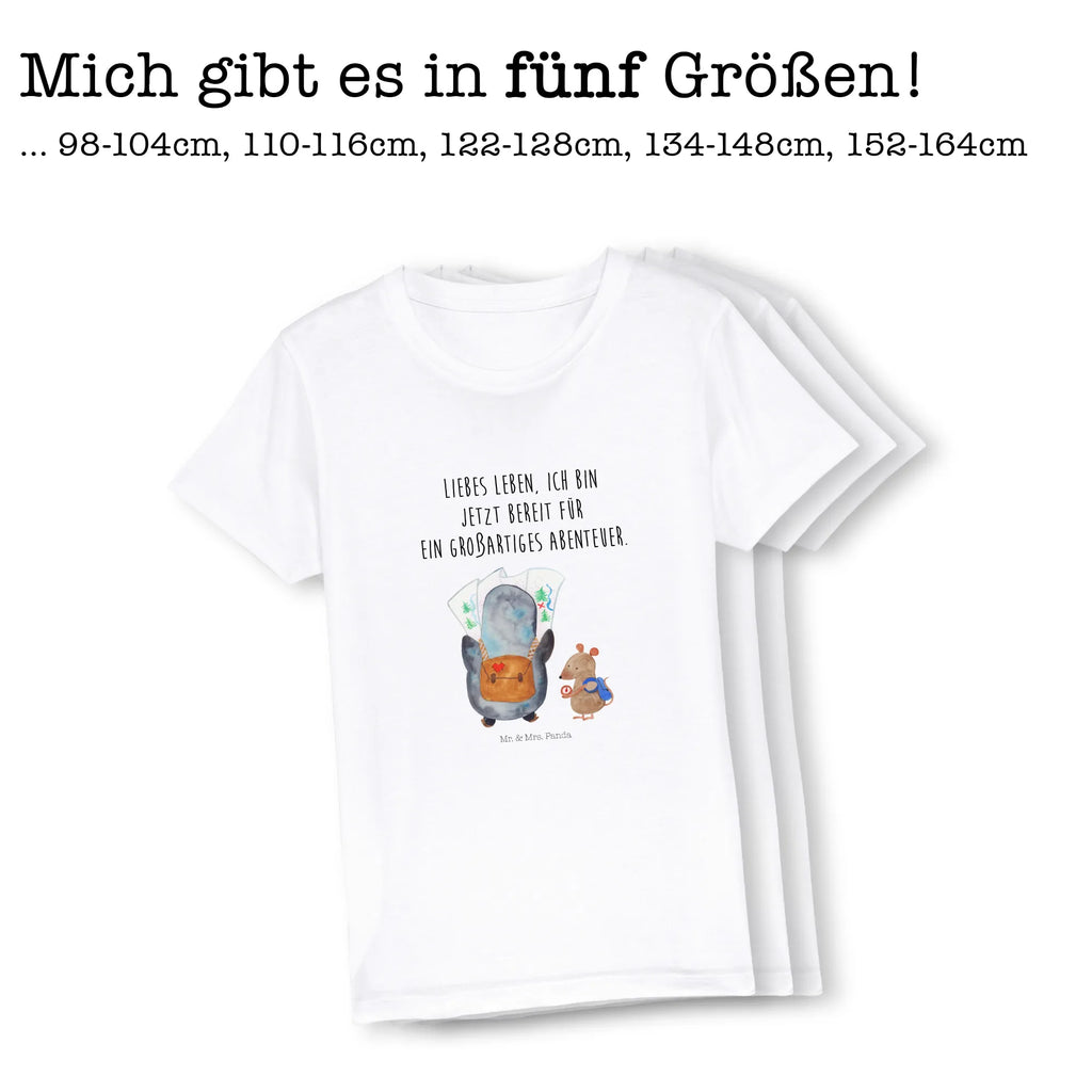 Organic Kinder T-Shirt Pinguin & Maus Wanderer Kinder T-Shirt, Kinder T-Shirt Mädchen, Kinder T-Shirt Jungen, Pinguin, Pinguine, Abenteurer, Abenteuer, Roadtrip, Ausflug, Wanderlust, wandern