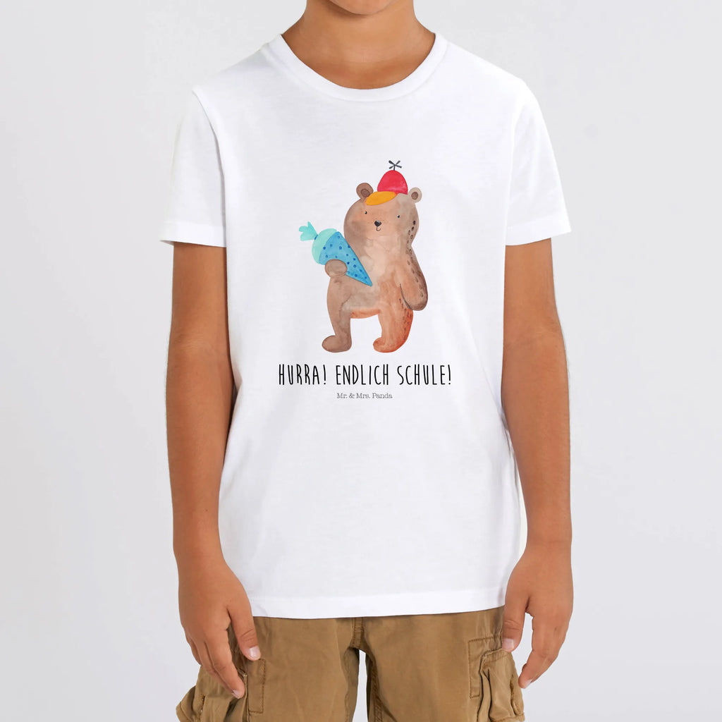 Organic Kinder T-Shirt Bär Schultüte Kinder T-Shirt, Kinder T-Shirt Mädchen, Kinder T-Shirt Jungen, Bär, Teddy, Teddybär, Bär Motiv, Schultüte, Erster Schultag Geschenk, Einschulung Geschenk, Schule Geschenk, Grundschule, Schulanfang, Schulbeginn