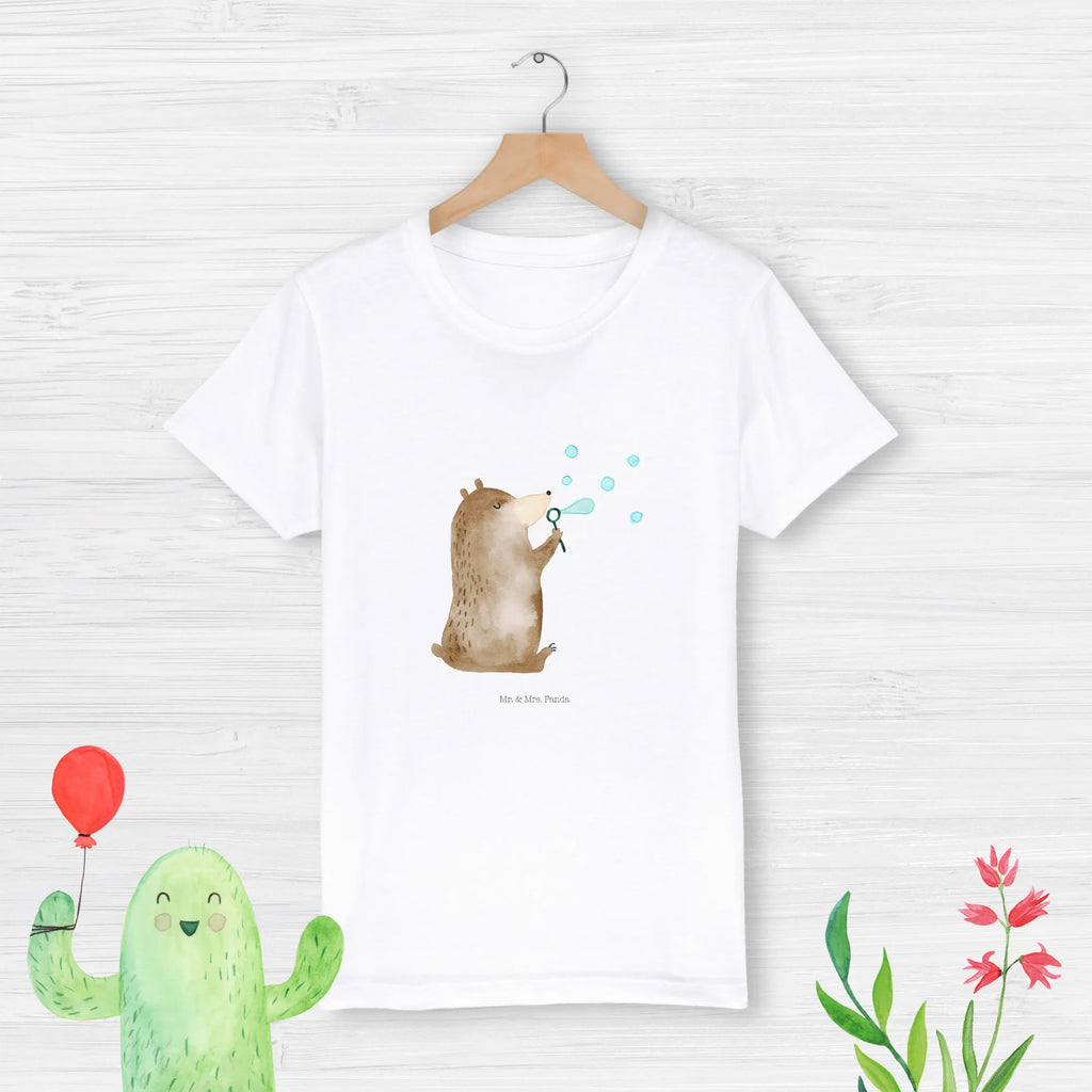 Organic Kinder T-Shirt Bär Seifenblasen Kinder T-Shirt, Kinder T-Shirt Mädchen, Kinder T-Shirt Jungen, Bär, Teddy, Teddybär, Seifenblasen Bär Lustig Sein Glücklich Traurig Happy